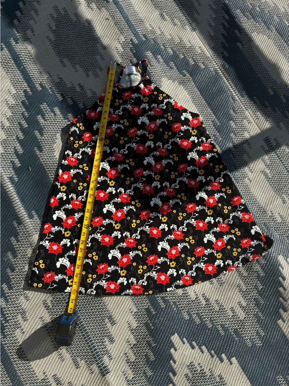 Zara Trafaluc Black and Red Floral Print Sleeveless Racerback Tank Shift Dress. - Picture 3 of 6